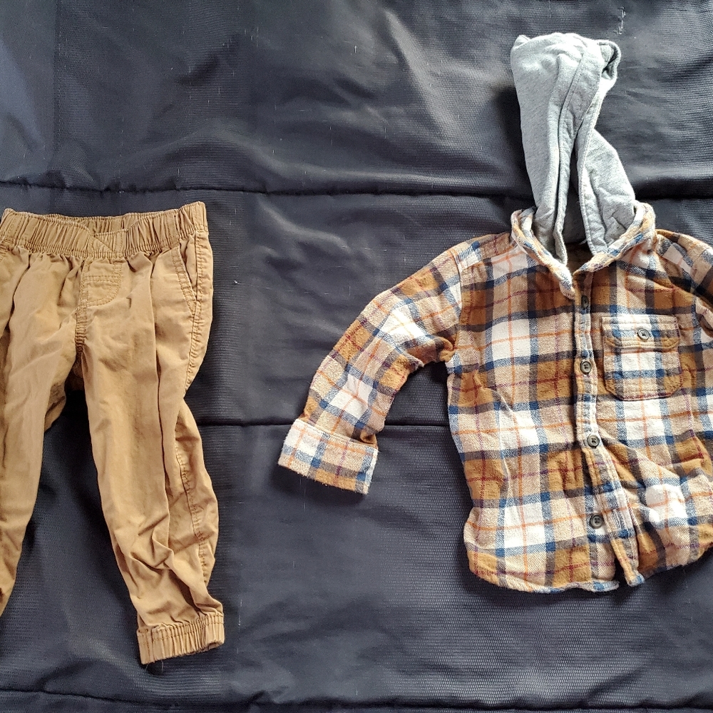 boys 18 month hooded flannel and khaki pants